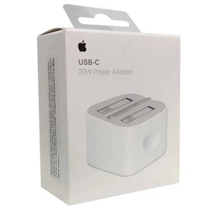 آداپتور ۲۰ وات اپل با قابلیت شارژ سریع و پشتیبانی از USB Power Delivery. مناسب آیفون، آیپد و دستگاه‌های سازگار با شارژ سریع.